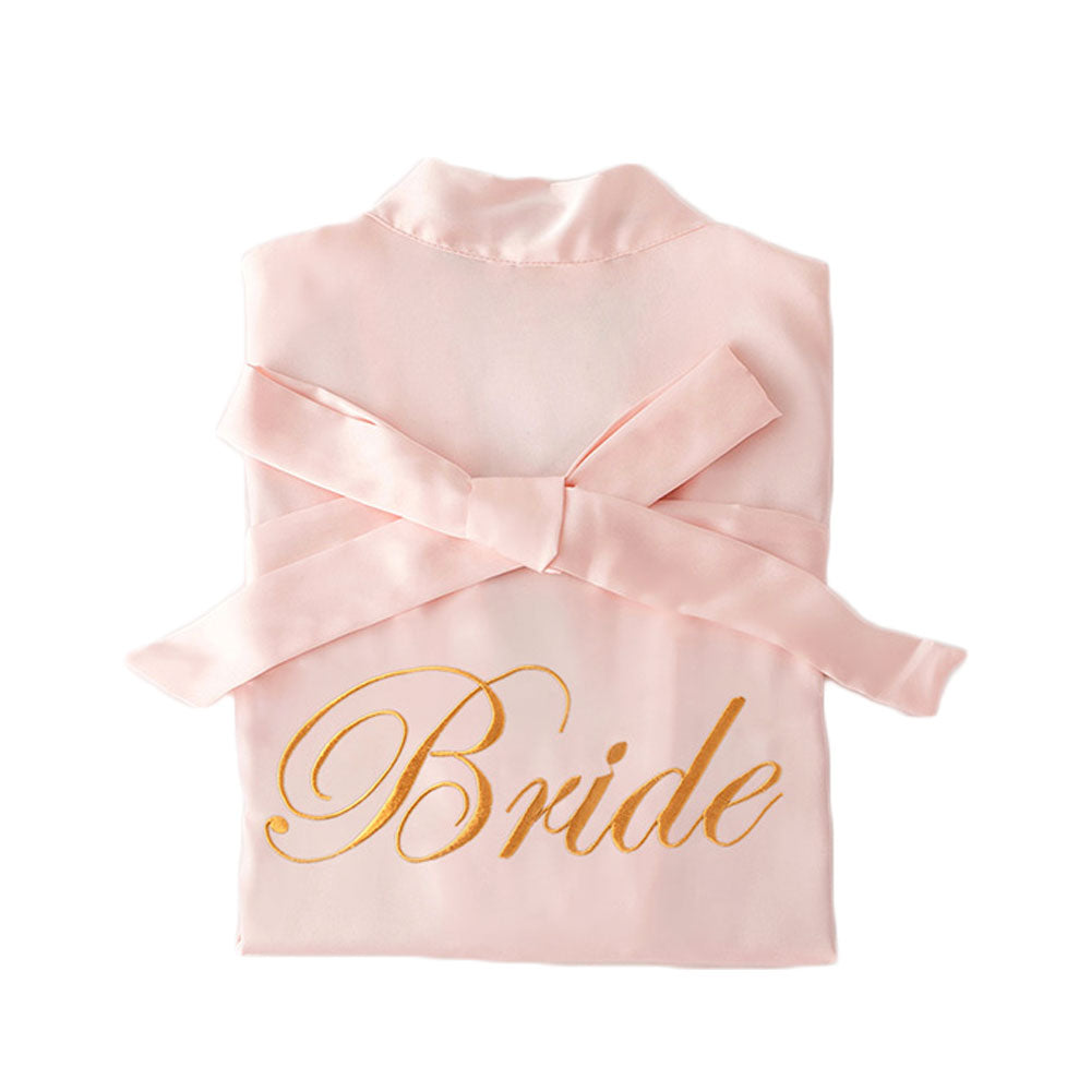 "Bride" embroidered bridal satin gown in 4 colors