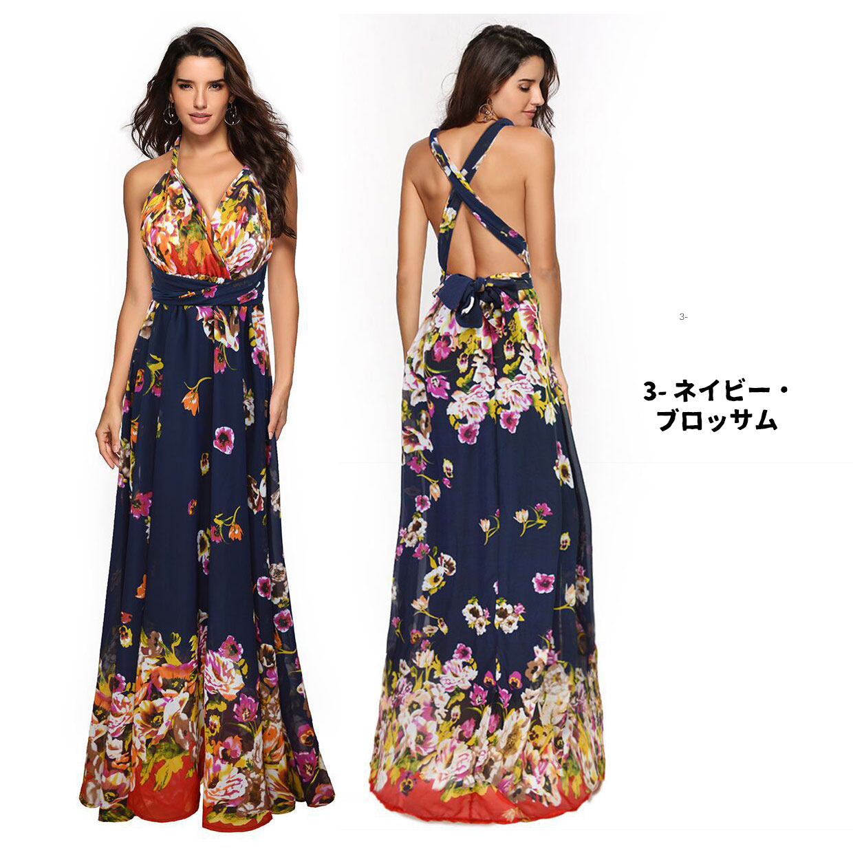 TW005 プリント ツイスト&ラップドレス