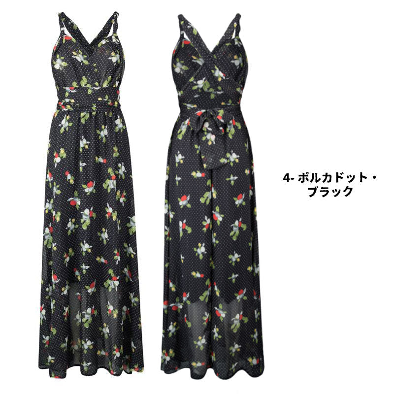 TW005 プリント ツイスト&ラップドレス