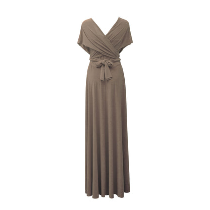 [SALE] Length 115cm Twist &amp;amp; Wrap Dress Taupe [Same day shipping]