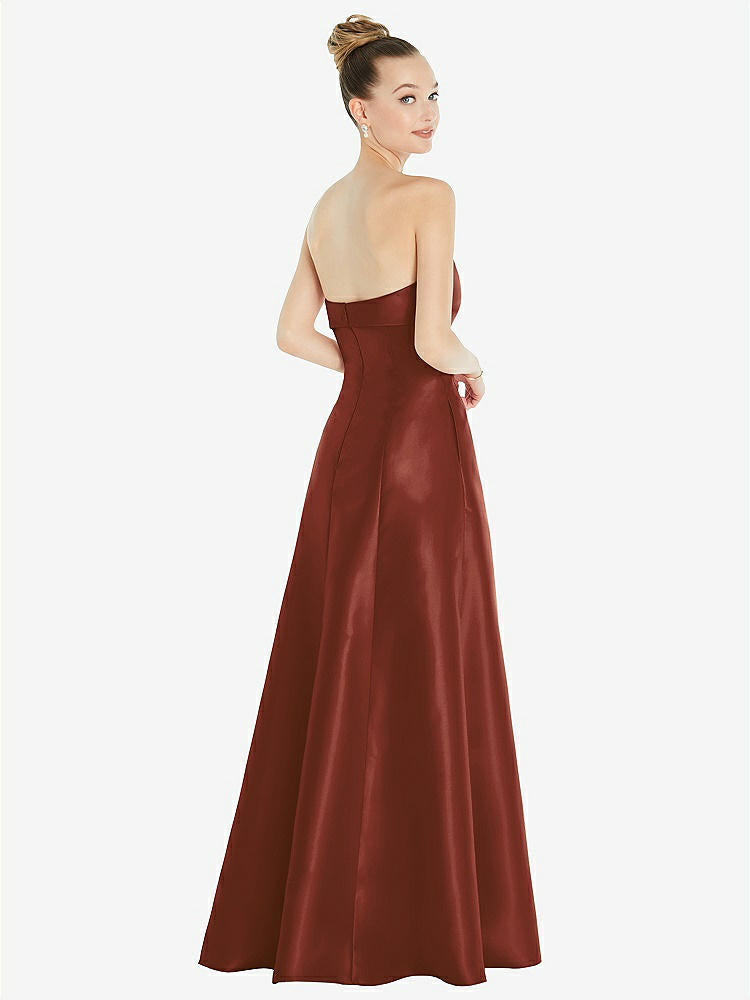 【D830】リボンカフ付きストラップレス サテンボールガウン（ポケット付き）【サイズ: 00〜30W】