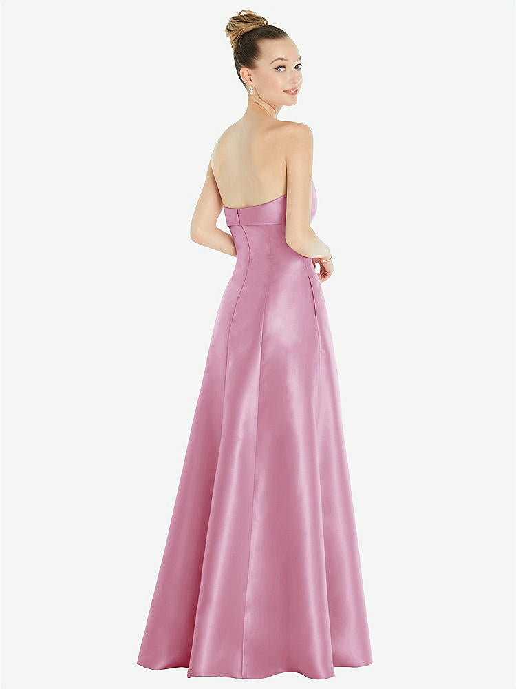 【D830】リボンカフ付きストラップレス サテンボールガウン（ポケット付き）【サイズ: 00〜30W】