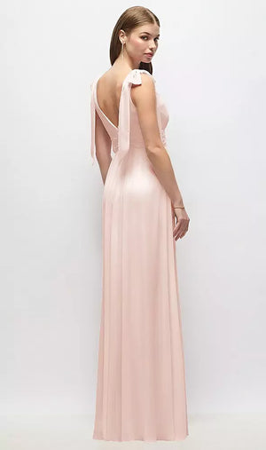 シフォン ボウネック ロングドレス | 全27色展開 ‐ Style 1569（バック）
