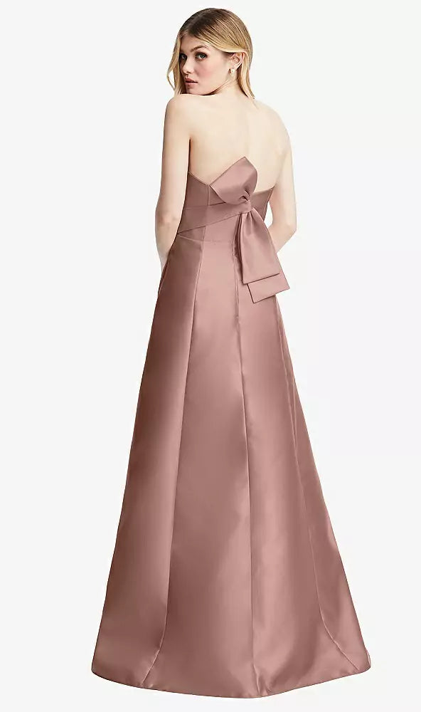 サテン ストラップレス Aライン ロングドレス | 全30色展開 ‐ Style D842