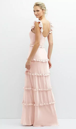シフォン Aライン ロングドレス | 全27色展開 ‐ Style 1578（バック）