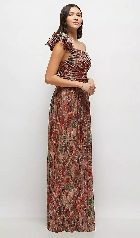 Harvest Floral Print ワンショルダー ロングドレス ‐ Style 6884HFP