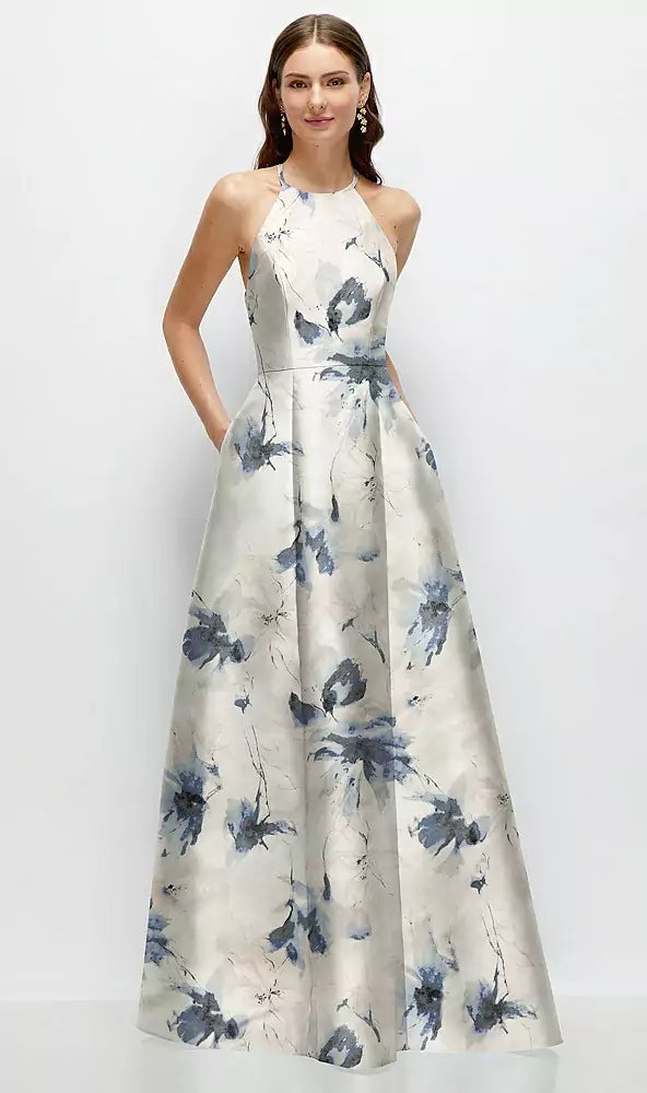D874FP inkwash blue floral フロント