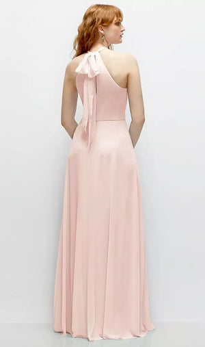 シフォン ホルターネック ロングドレス | 全27色展開 ‐ Style TH137（バック）