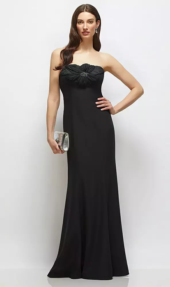 ブラック ストラップレス フレアライン ロングドレス ‐ Style 3179