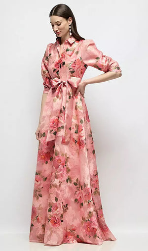 Guava Floral Print × ジャカード ロングドレス ‐ Style 6933OZJ（フロント）