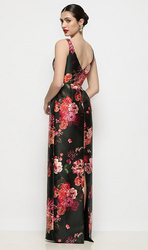【STYLE: D903FDV】バトーネック フルール ド ヴィル サテン コラムマキシドレス - wine black multi - Back