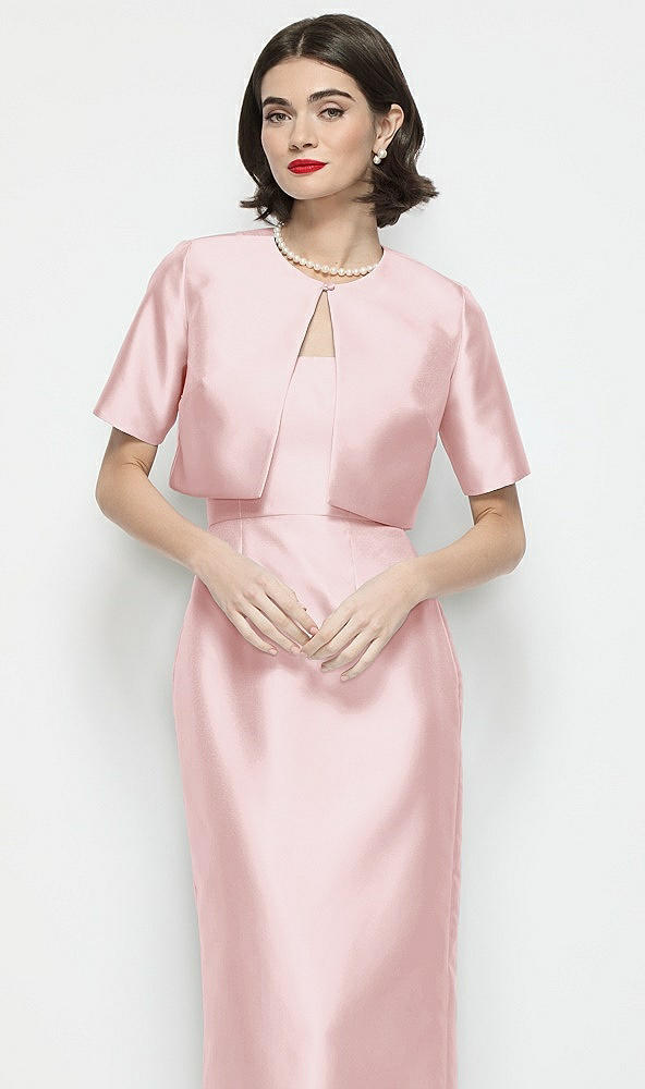 【STYLE: JKT1】ジュエルネック クロップド サテンジャケット - ballet pink