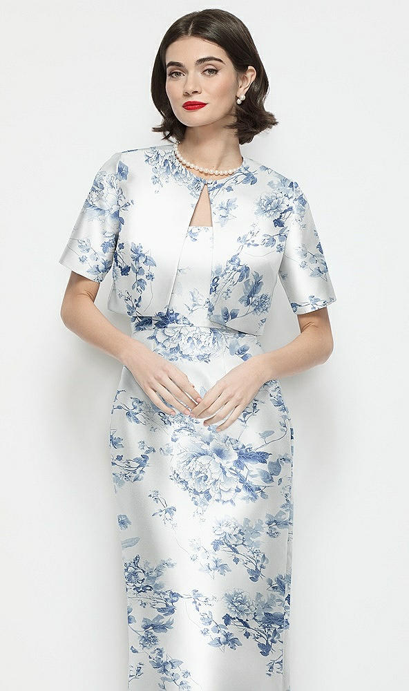 【STYLE: JKT1FP】ジュエルネック クロップド フローラル サテンジャケット - cottage rose larkspur