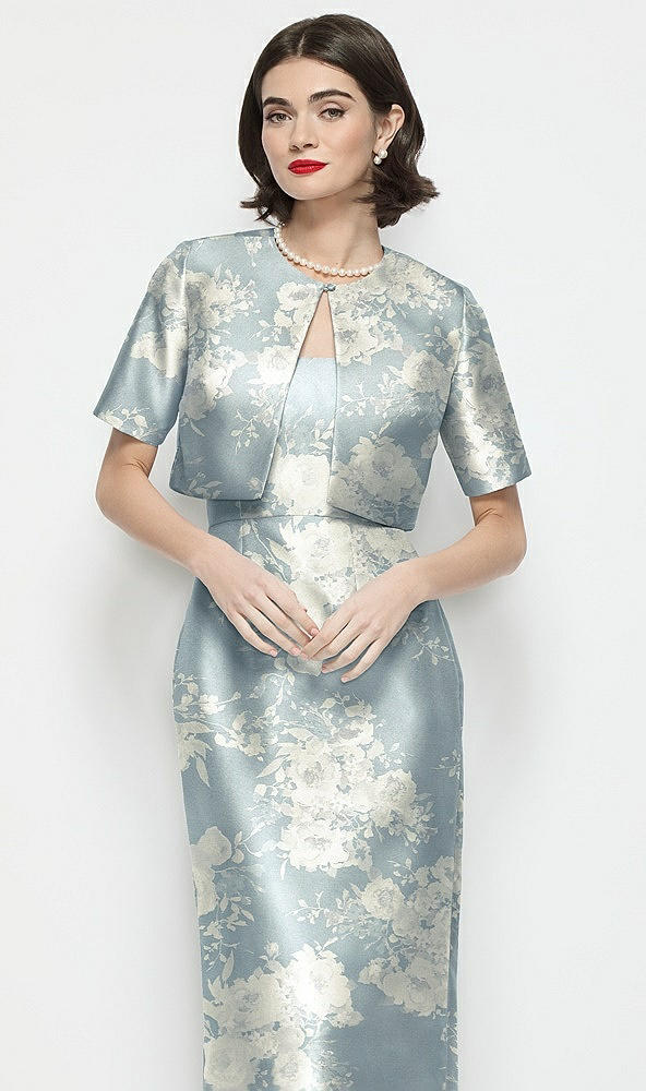 【STYLE: JKT1FP】ジュエルネック クロップド フローラル サテンジャケット - porcelain blue seraphina floral