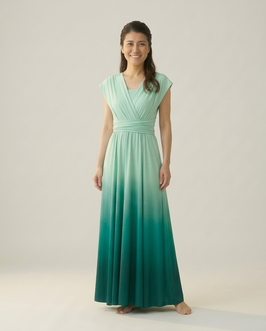 【オリーブ】TW003 グラデーション ツイスト＆ラップドレス【即日発送】