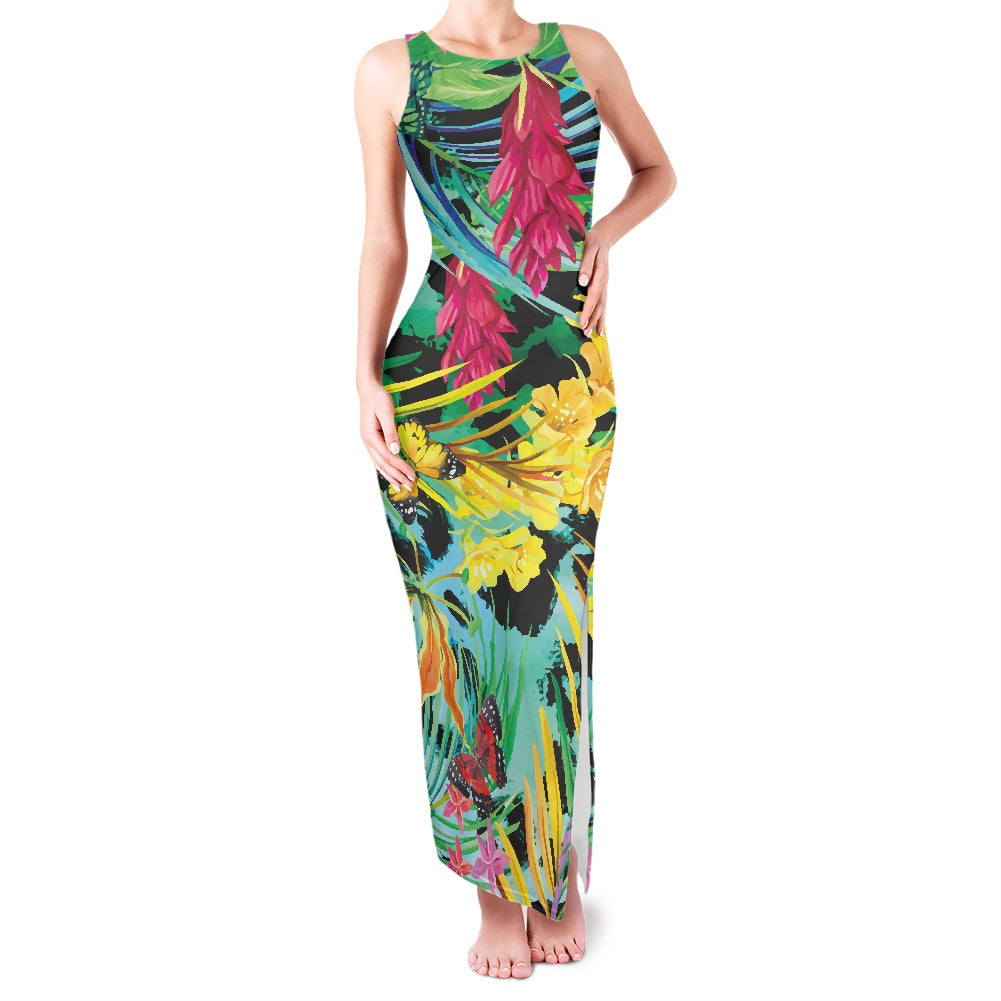 Round neck double slit sundress