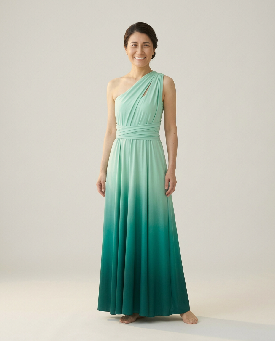 【オリーブ】TW003 グラデーション ツイスト＆ラップドレス【即日発送】