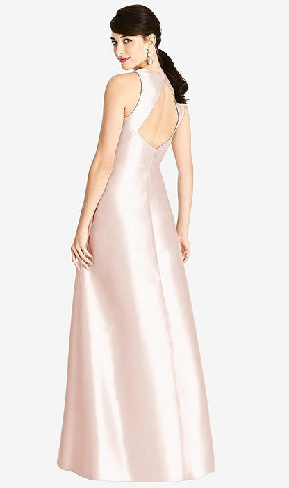 【NEW】【STYLE: D746】ノースリーブ オープンバック サテン Aライン ドレス【COLOR: Think Pink】【SIZE: 00-30W】