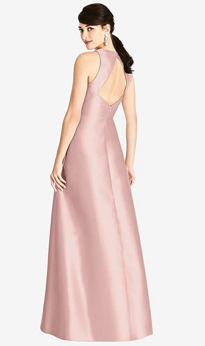 【NEW】【STYLE: D746】ノースリーブ オープンバック サテン Aライン ドレス【COLOR: Think Pink】【SIZE: 00-30W】