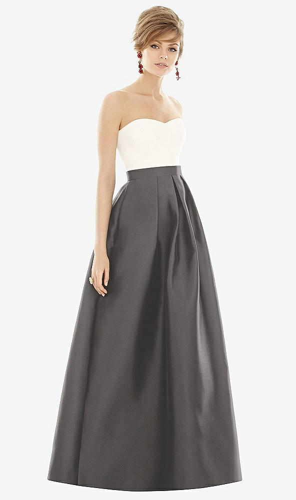 【STYLE: D755】ストラップレス プリーツ マキシドレス - キャビア 背面