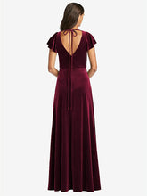 【NEW】【STYLE: 1540】フラッター スリーブ ベルベット マキシ ドレス ポケット付き【COLOR: Tawny Rose】【SIZE: 00-30W】 - Cabernet 背面