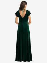 【NEW】【STYLE: 1540】フラッター スリーブ ベルベット マキシ ドレス ポケット付き【COLOR: Tawny Rose】【SIZE: 00-30W】 - Evergreen 背面