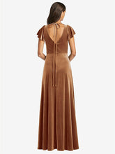 【NEW】【STYLE: 1540】フラッター スリーブ ベルベット マキシ ドレス ポケット付き【COLOR: Tawny Rose】【SIZE: 00-30W】 - Golden Almond 背面