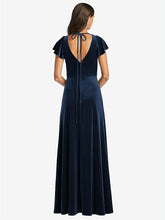 【NEW】【STYLE: 1540】フラッター スリーブ ベルベット マキシ ドレス ポケット付き【COLOR: Tawny Rose】【SIZE: 00-30W】 - Midnight Navy 背面