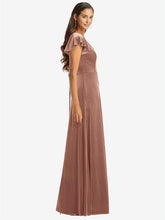 【NEW】【STYLE: 1540】フラッター スリーブ ベルベット マキシ ドレス ポケット付き【COLOR: Tawny Rose】【SIZE: 00-30W】