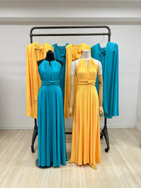 【ターコイズ】 TW001 ツイスト＆ラップ ロング インフィニティドレス [即日発送]