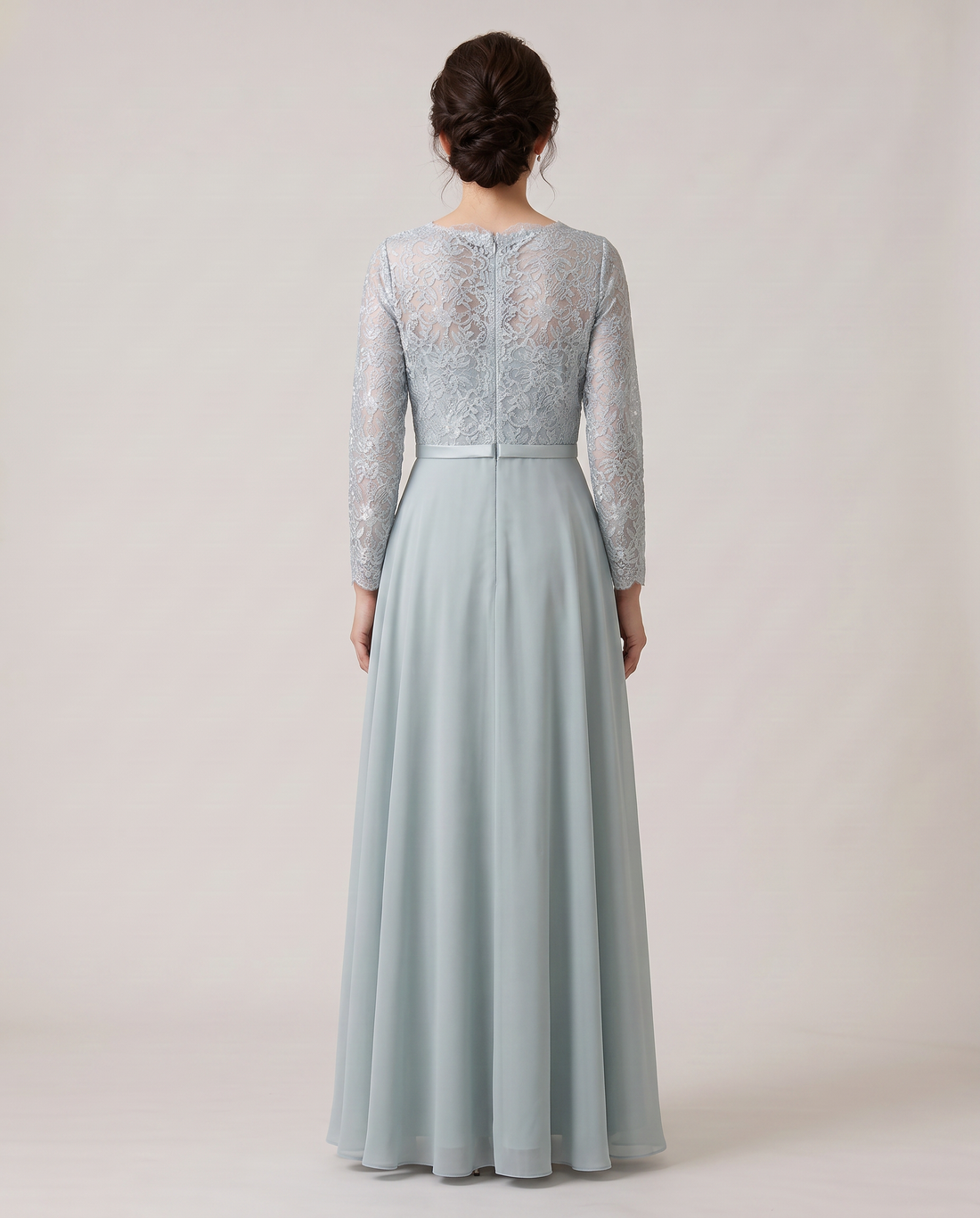 L733 ブライズメイド レース ロングドレス 56色