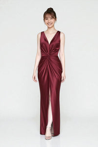 VIERA Vネックドレープドレス 10色