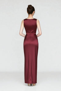 VIERA Vネックドレープドレス 10色