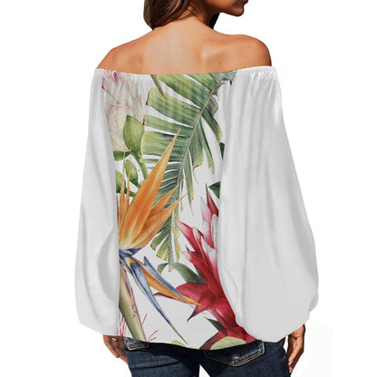 A one-shouldered chiffon blouse