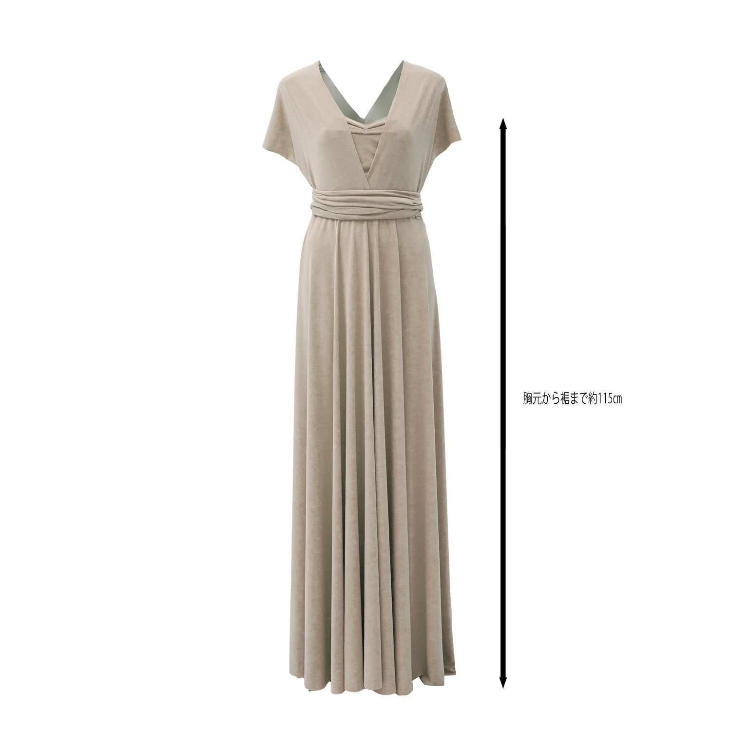 [SALE] Length 115cm Twist &amp;amp; Wrap Dress Champagne Beige [Same-day shipping]