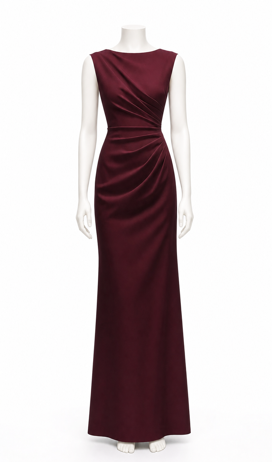 [即日発送]キャップショルダー クレープ マキシドレス 6905 カベルネ US6