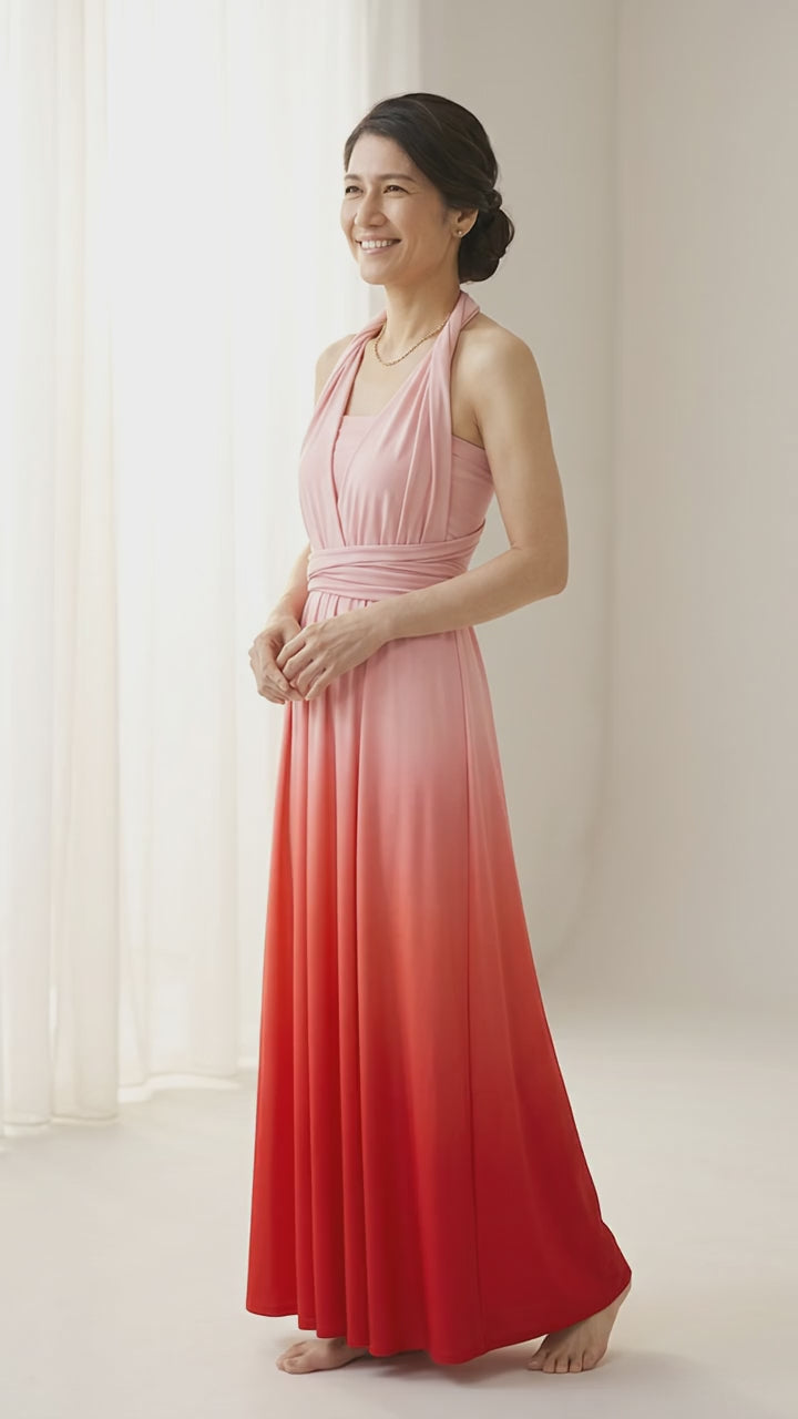 [Cherry] TW003 Gradient Twist &amp;amp; Wrap Dress [Same-day shipping] 
