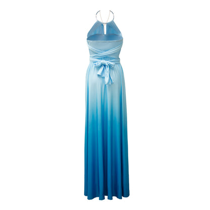 [Sky Blue] TW003 Gradient Twist &amp;amp; Wrap Dress [Same-day shipping] 