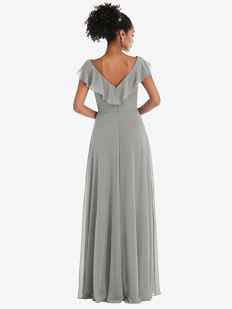 【NEW】【STYLE: TH064】Ruffle-Trimmed V-Back Chiffon Maxi ドレス【COLOR: Chelsea Gray】【SIZE: 00-30W】