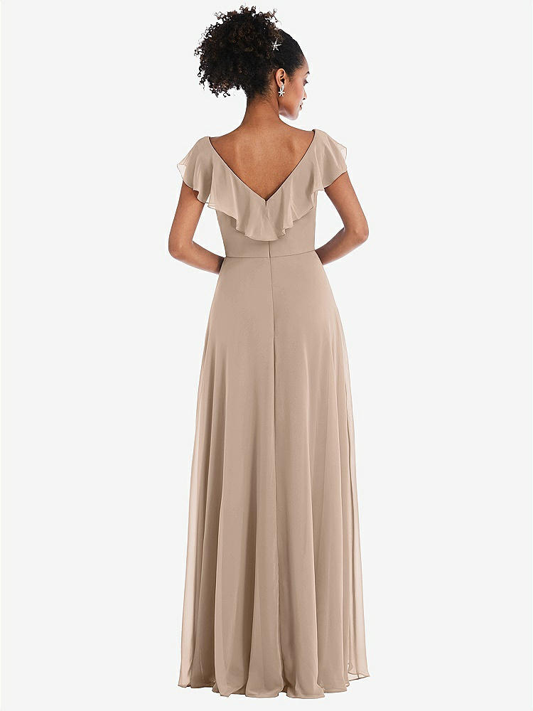【NEW】【STYLE: TH064】Ruffle-Trimmed V-Back Chiffon Maxi ドレス【COLOR: Topaz】【SIZE: 00-30W】