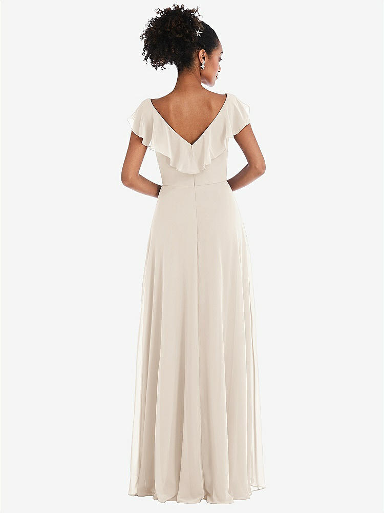 【NEW】【STYLE: TH064】Ruffle-Trimmed V-Back Chiffon Maxi ドレス【COLOR: Oat】【SIZE: 00-30W】