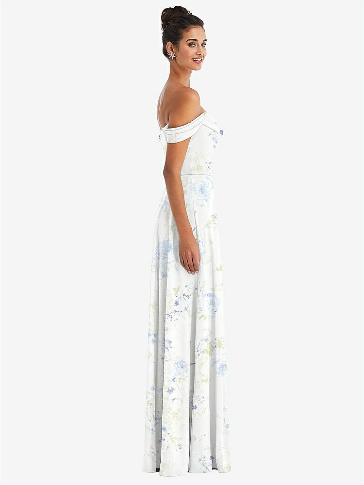 【STYLE: TH065】Off-the-Shoulder Draped Neckline Maxi Dress【COLOR: Bleu Garden】