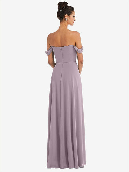 【STYLE: TH065】Off-the-Shoulder Draped Neckline Maxi Dress【COLOR: Lilac Dusk】