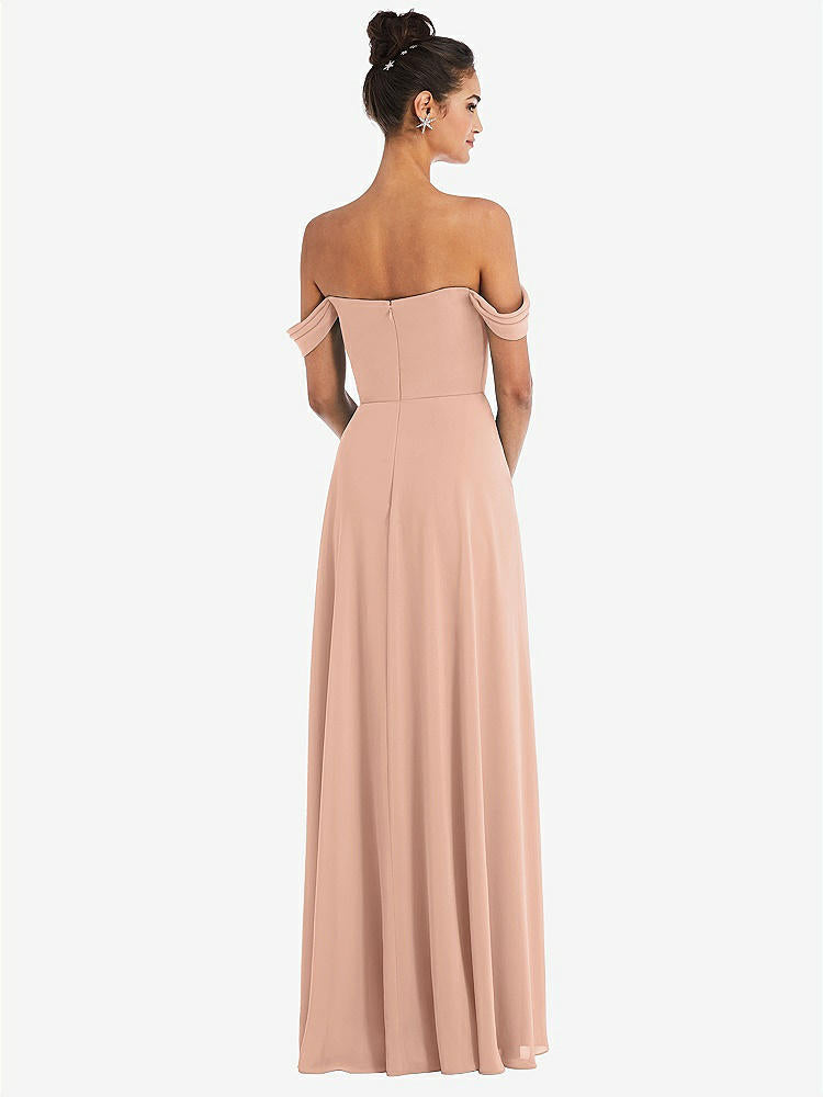 【NEW】【STYLE: TH065】オフショルダー ドレープ ネックライン マキシ ドレス【COLOR: Pale Peach】【SIZE: 00-30W】