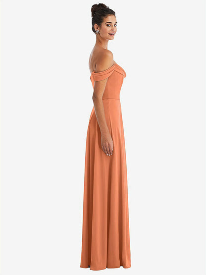 【NEW】【STYLE: TH065】オフショルダー ドレープ ネックライン マキシ ドレス【COLOR: Sweet Melon】【SIZE: 00-30W】