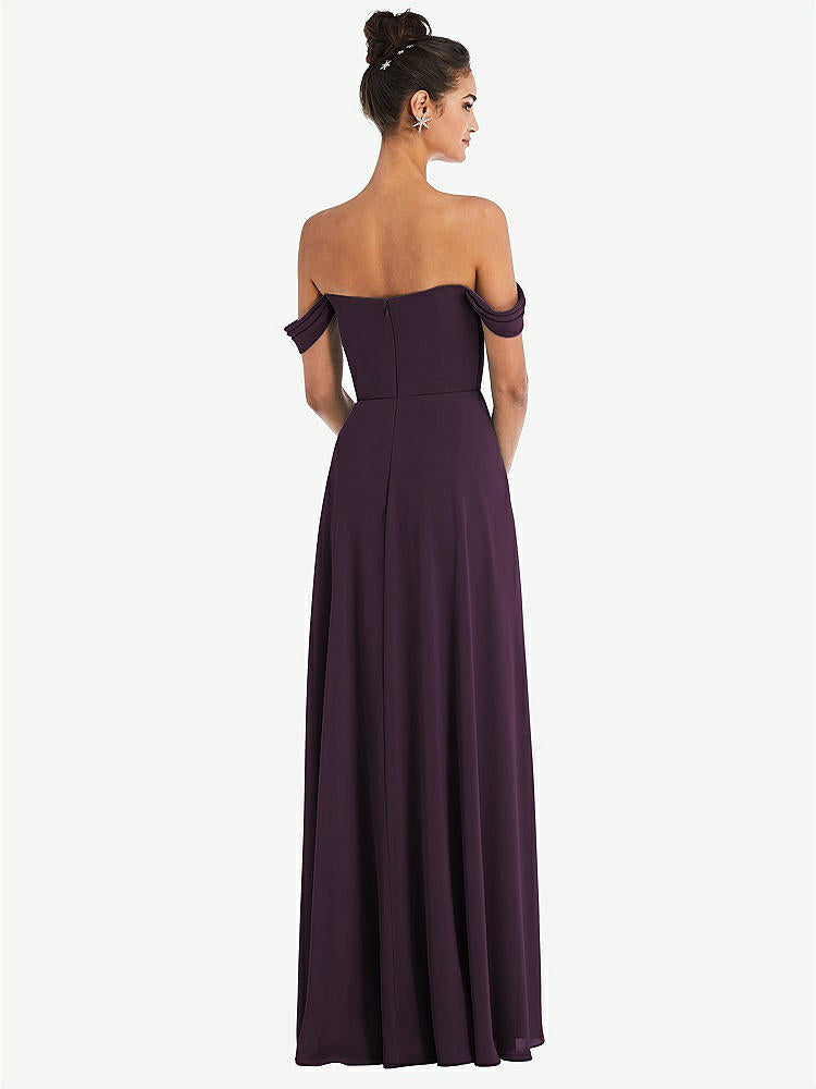 【NEW】【STYLE: TH065】オフショルダー ドレープ ネックライン マキシ ドレス【COLOR: Aubergine】【SIZE: 00-30W】