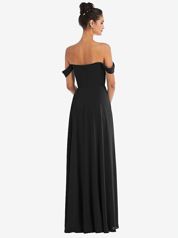 【STYLE: TH065】Off-the-Shoulder Draped Neckline Maxi Dress【COLOR: Black】