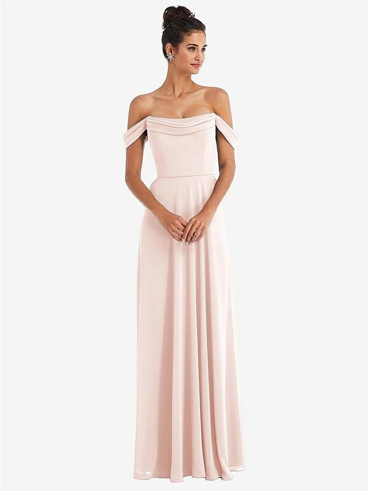 【NEW】【STYLE: TH065】オフショルダー ドレープ ネックライン マキシ ドレス【COLOR: Blush】【SIZE: 00-30W】