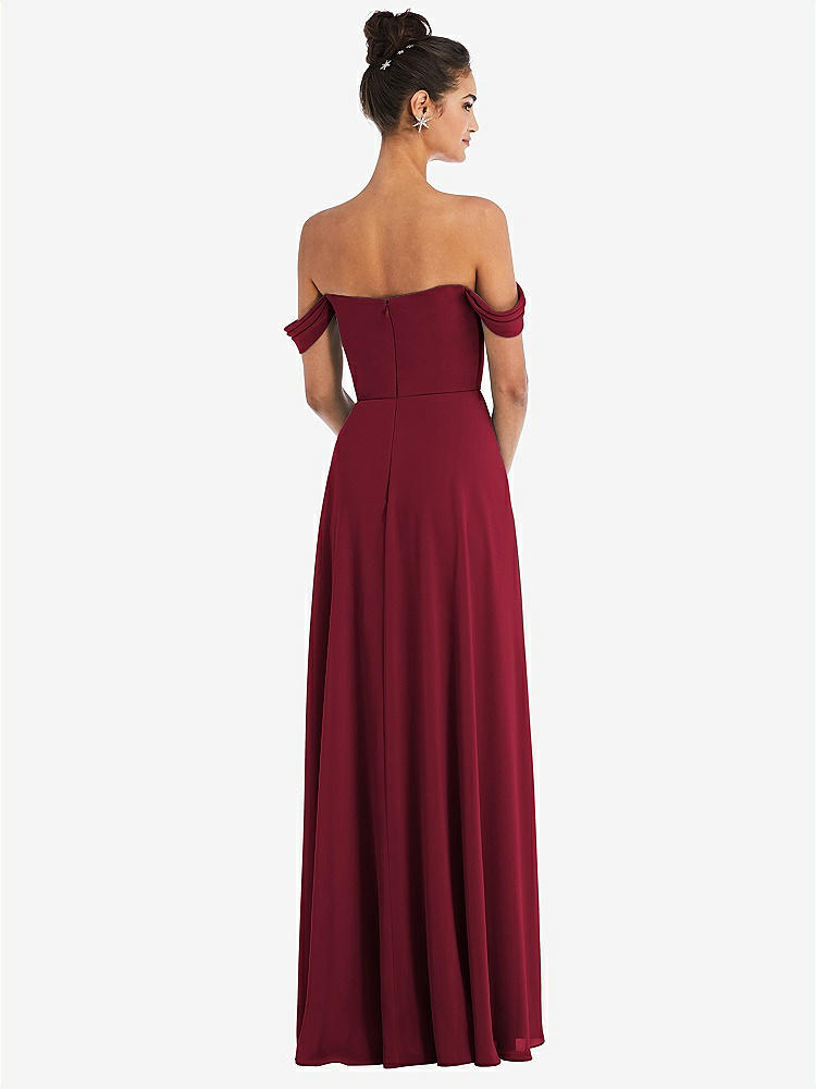 【STYLE: TH065】Off-the-Shoulder Draped Neckline Maxi Dress【COLOR: Burgundy】