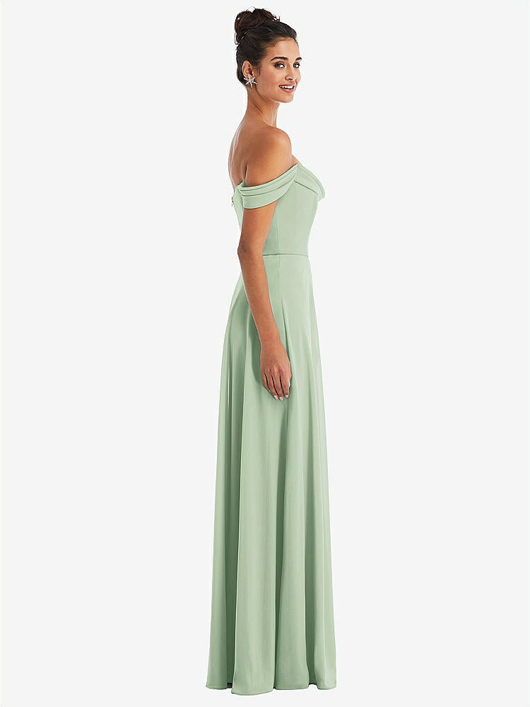 【NEW】【STYLE: TH065】オフショルダー ドレープ ネックライン マキシ ドレス【COLOR: Celadon】【SIZE: 00-30W】
